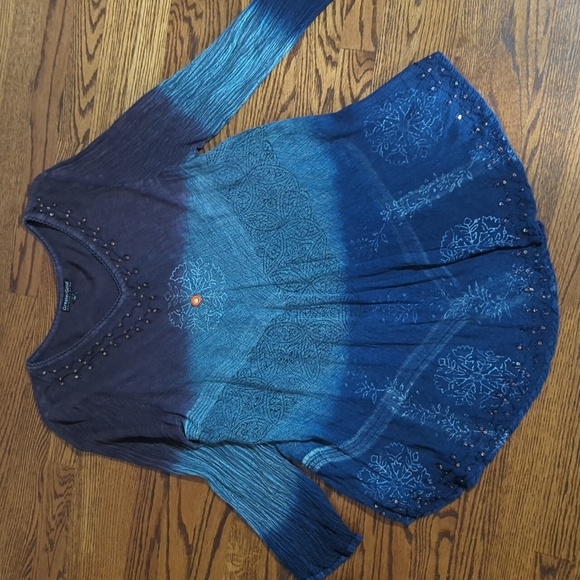 Whimsigoth Plus Size Tunic Blue/Purple Flowy Rayon V-Neck Tunic 1x/2x - Picture 6 of 12